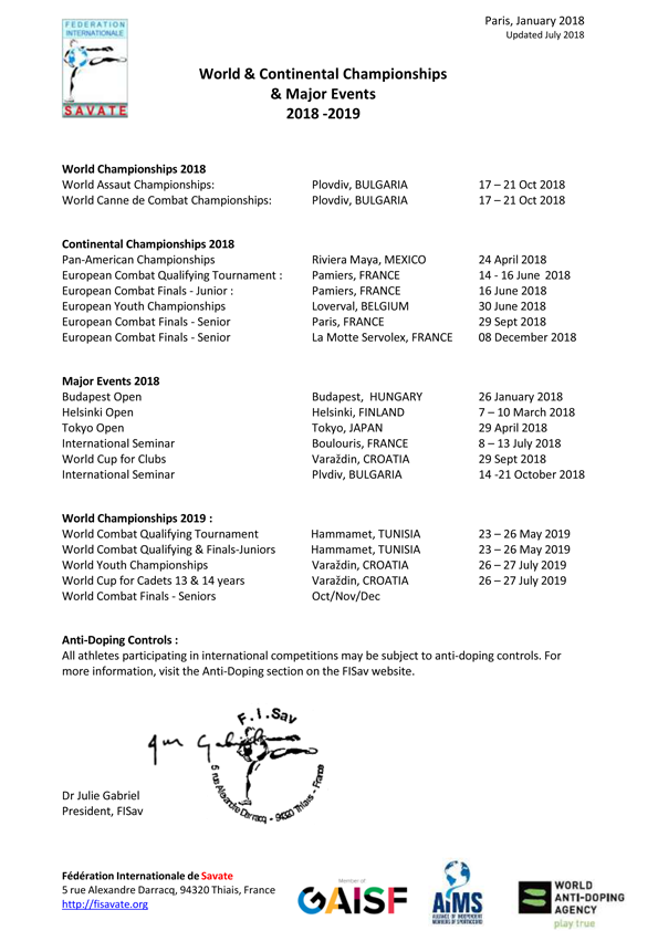FISav Calendar 2018-2019